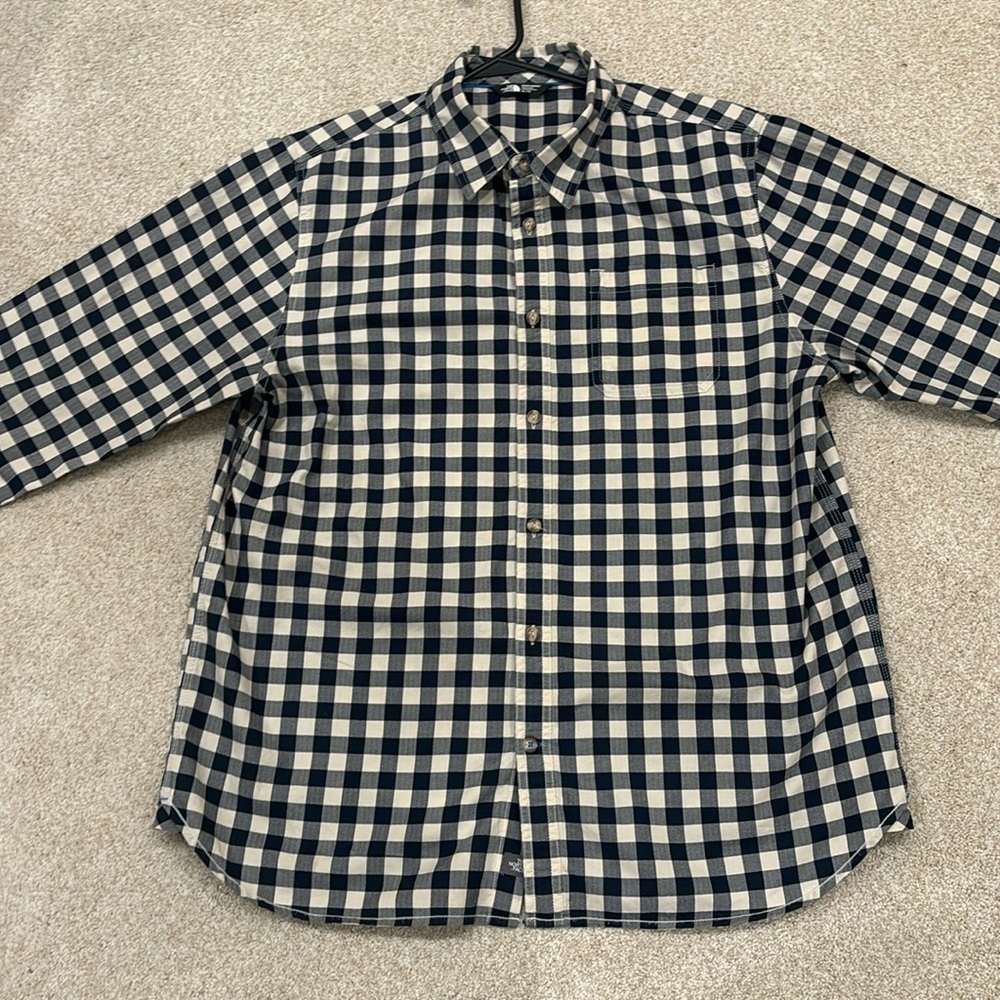 The North Face Long Sleeve Shirt, Black & White Size X-Large